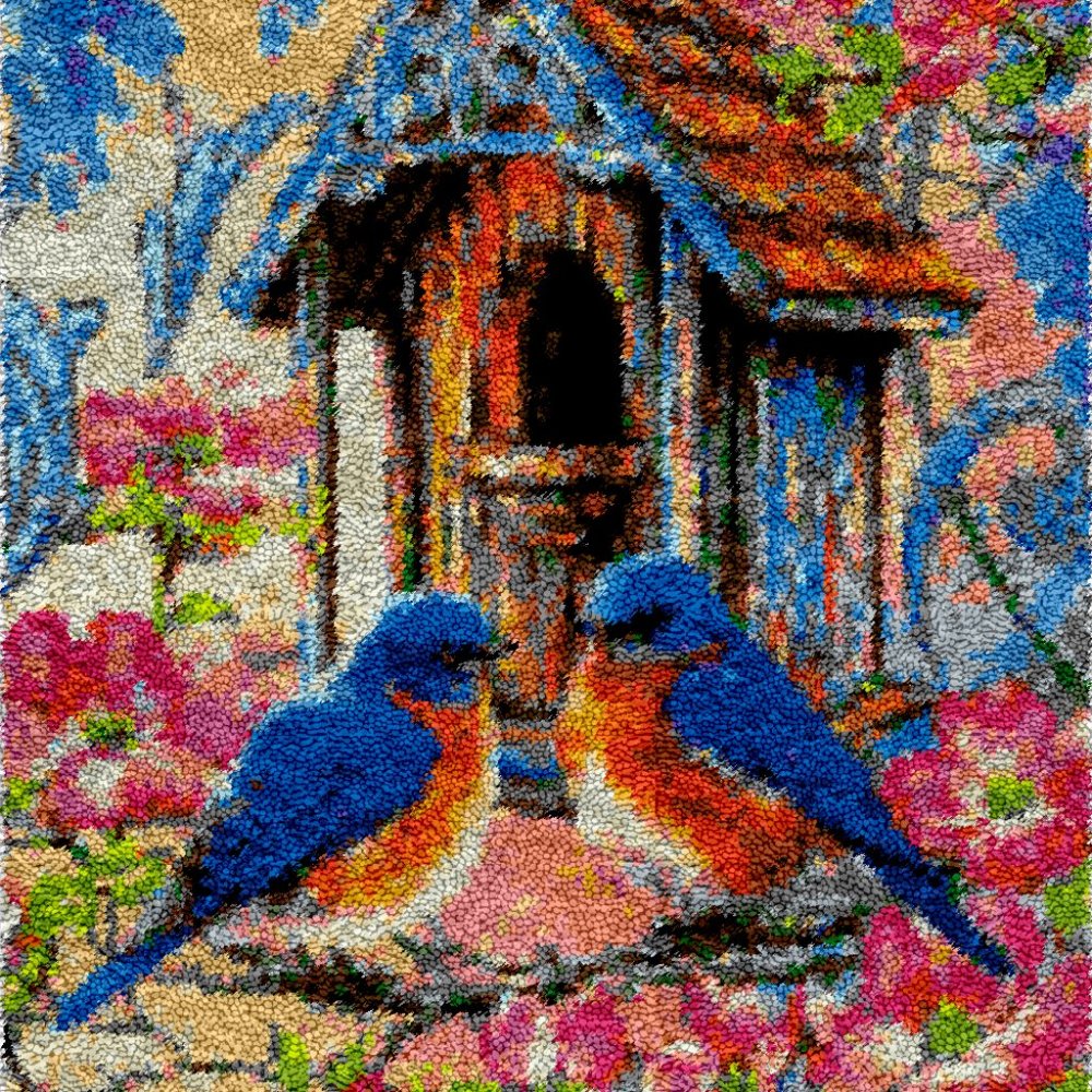 Birdhouse | Rug Making Latch Hooking Kit (52x38cm print canvas)